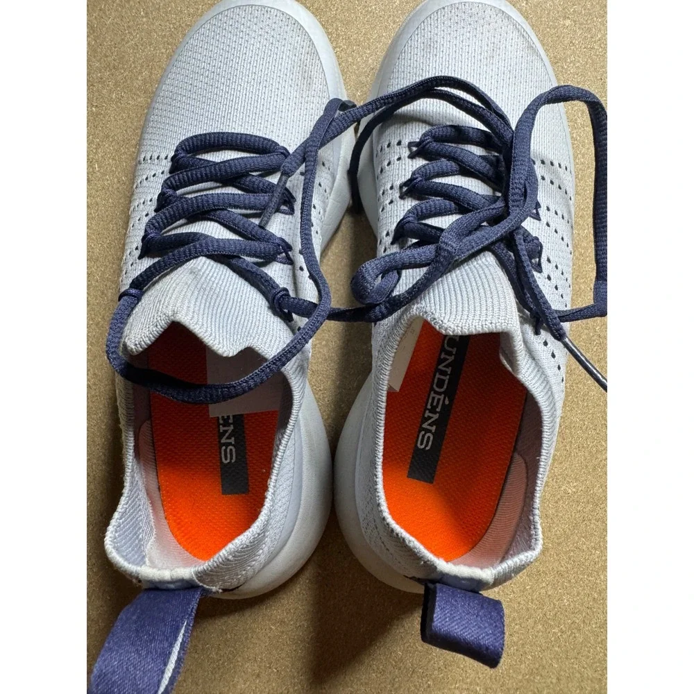 Grundens Sea-Knit Boat Shoes Mens Grey Navy Blue Fishing Sneakers Non-Marking